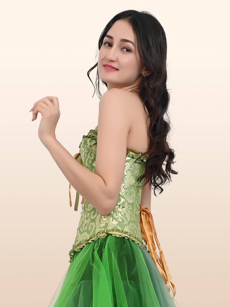 Zhitunemi Renaissance Corset Tops for Women: Green Corsets Plus Size Halloween Costumes - Ren Faire for Renaissance Festival Green Medium - Image 3